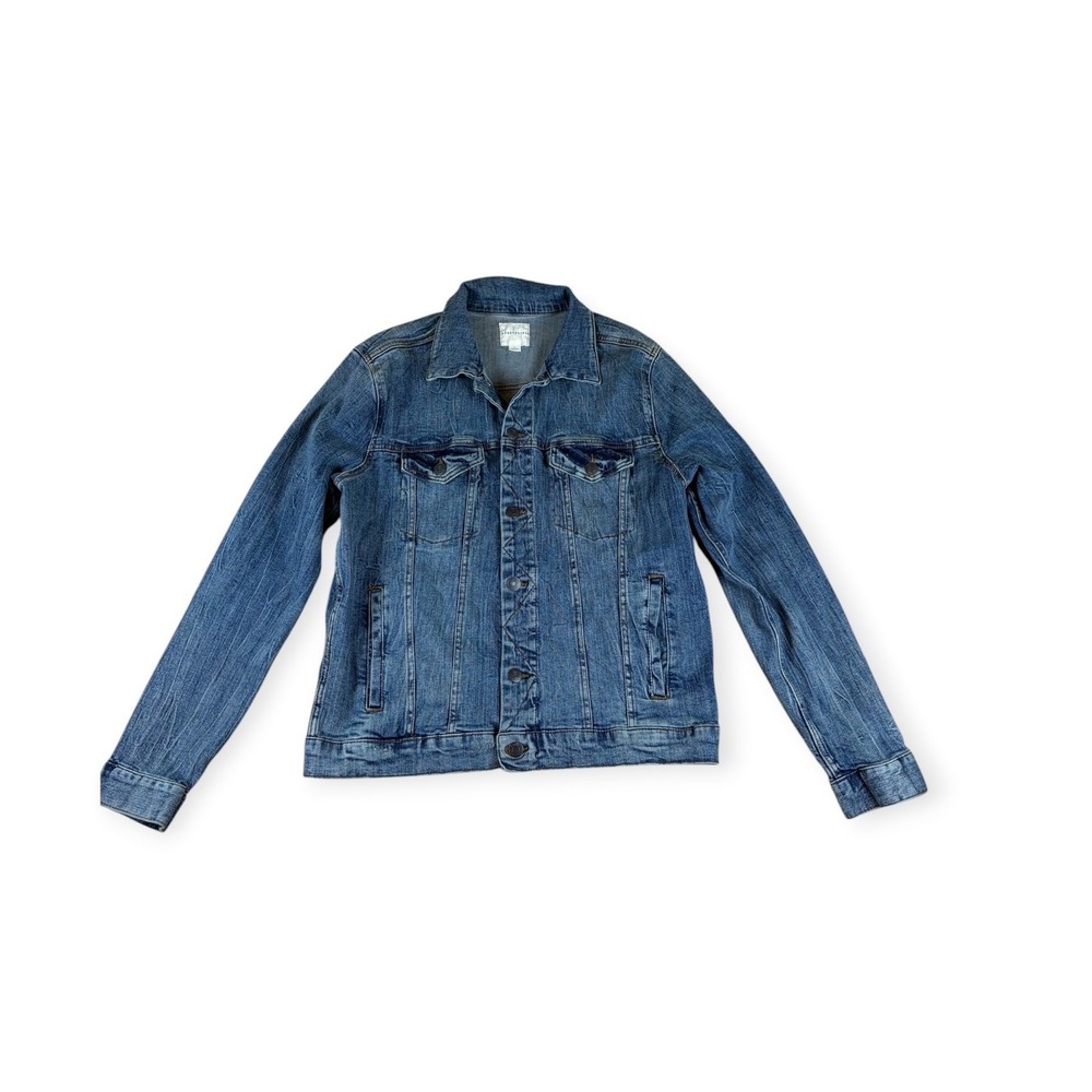 Aeropostale Mens Medium Wash Denim Trucker Jacket Blue Size L Cotton Blend